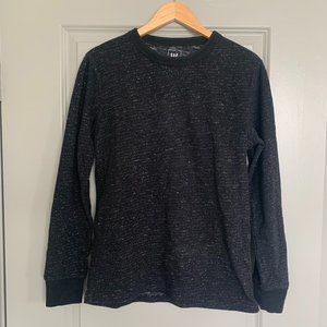 Vintage Gap Long Sleeve Heathered Black/White Shirt, 100% Cotton - Size M